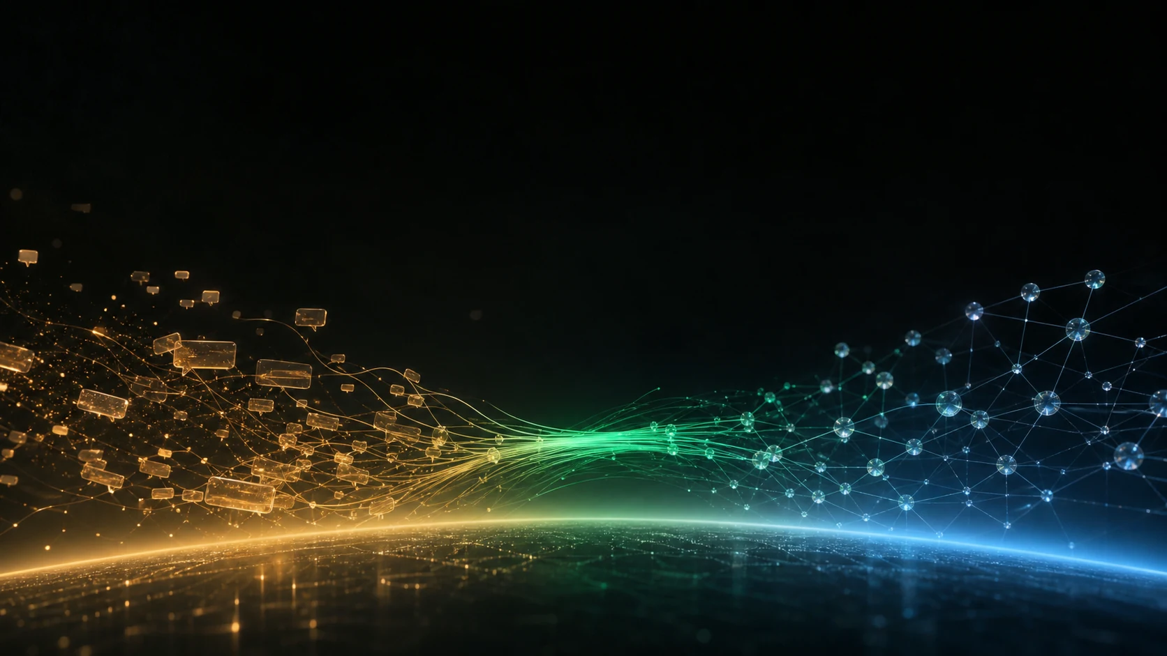 DialogSignal: messages flowing into a structured network of connected nodes.